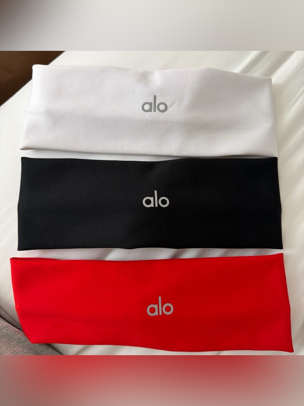 ALO Yoga airlift headband bright red, white, & black ONE SIZE